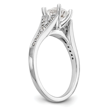 14K Weißgold Diamant-Verlobungsring mit Krappenfassung