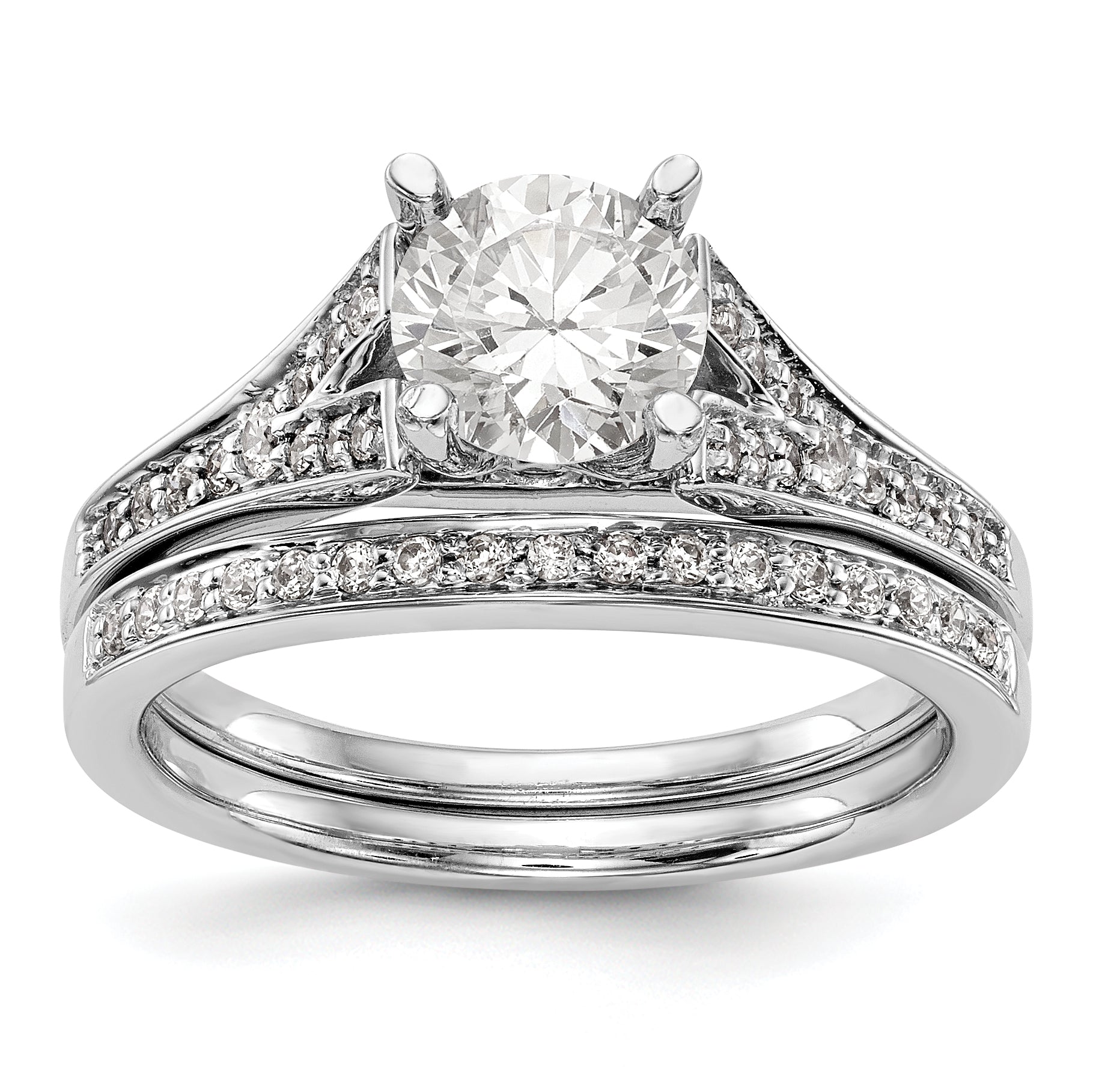 14K Weißgold Diamant-Verlobungsring mit Krappenfassung