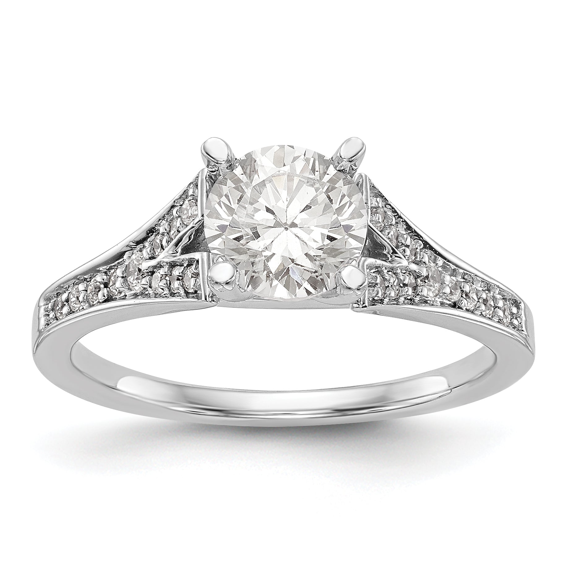 14K Weißgold Diamant-Verlobungsring mit Krappenfassung