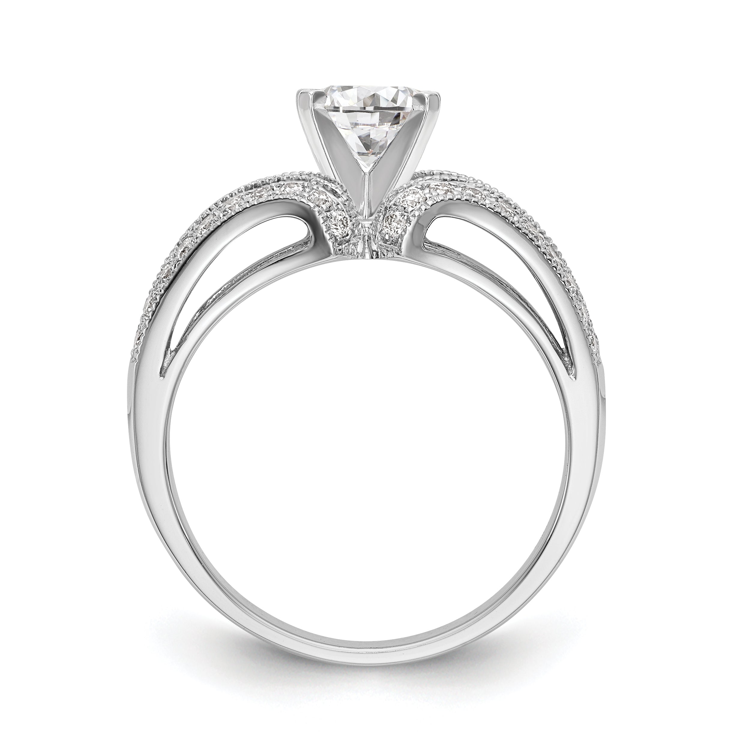 14K Weißgold Diamant-Verlobungsring mit Krappenfassung