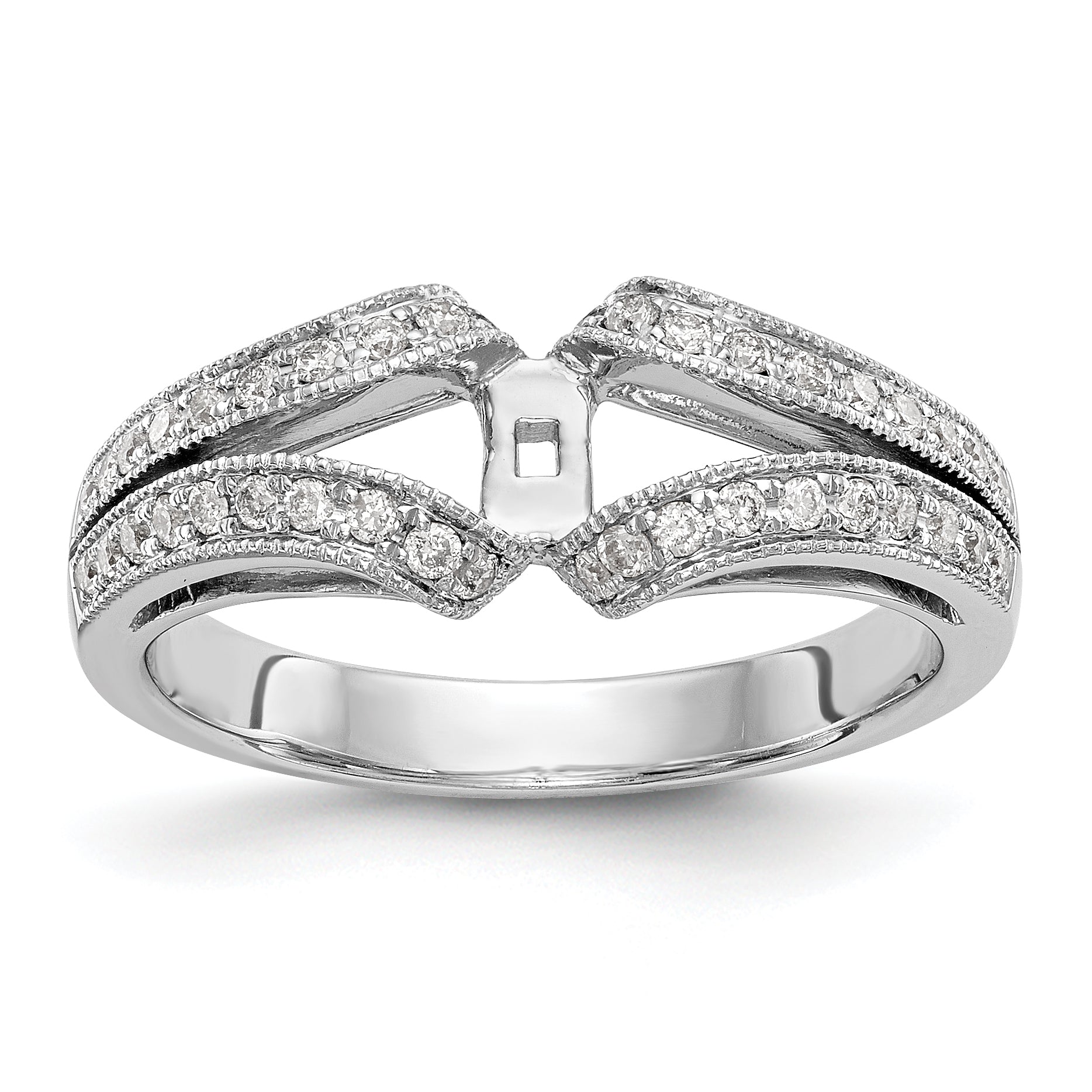 14K Weißgold Diamant-Verlobungsring mit Krappenfassung