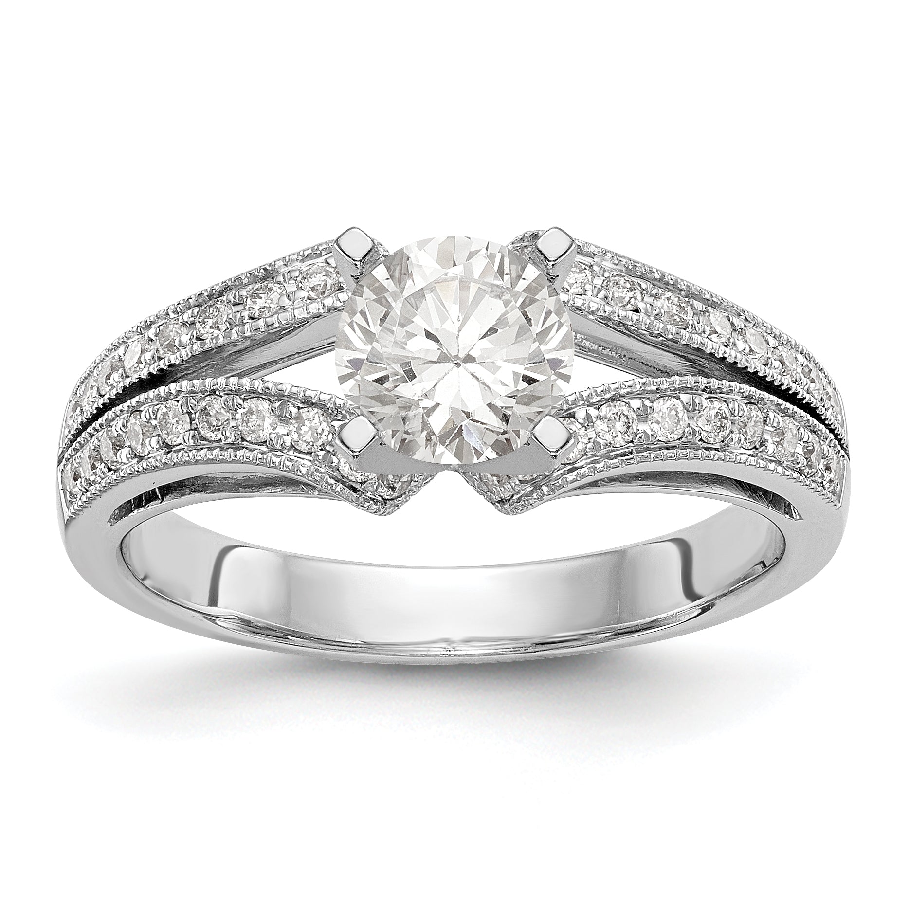 14K Weißgold Diamant-Verlobungsring mit Krappenfassung