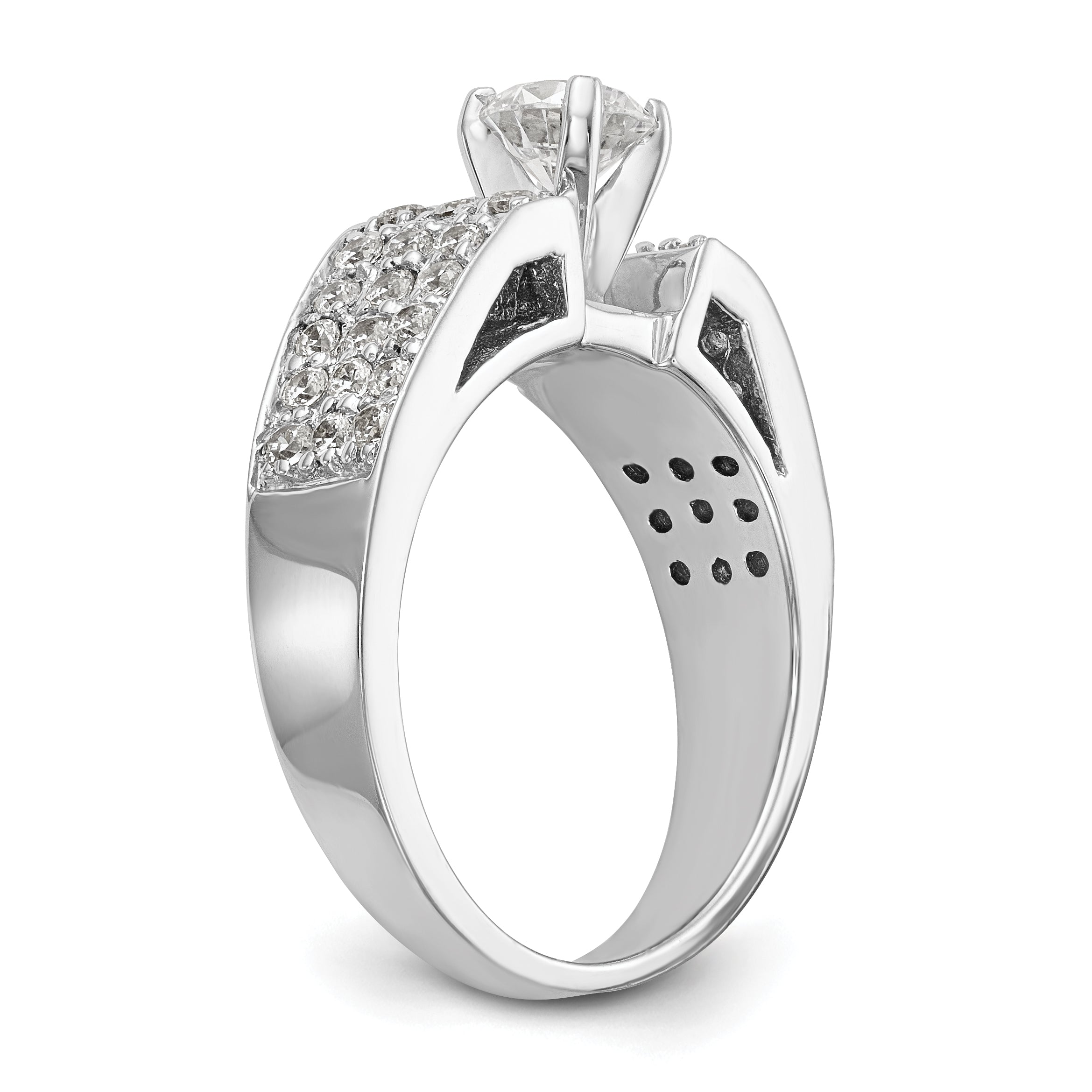 14K Weißgold Diamant-Verlobungsring mit Krappenfassung