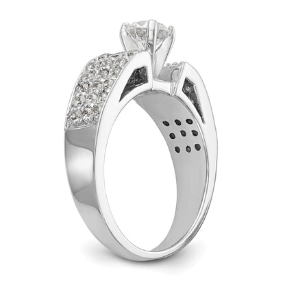 14K Weißgold Diamant-Verlobungsring mit Krappenfassung