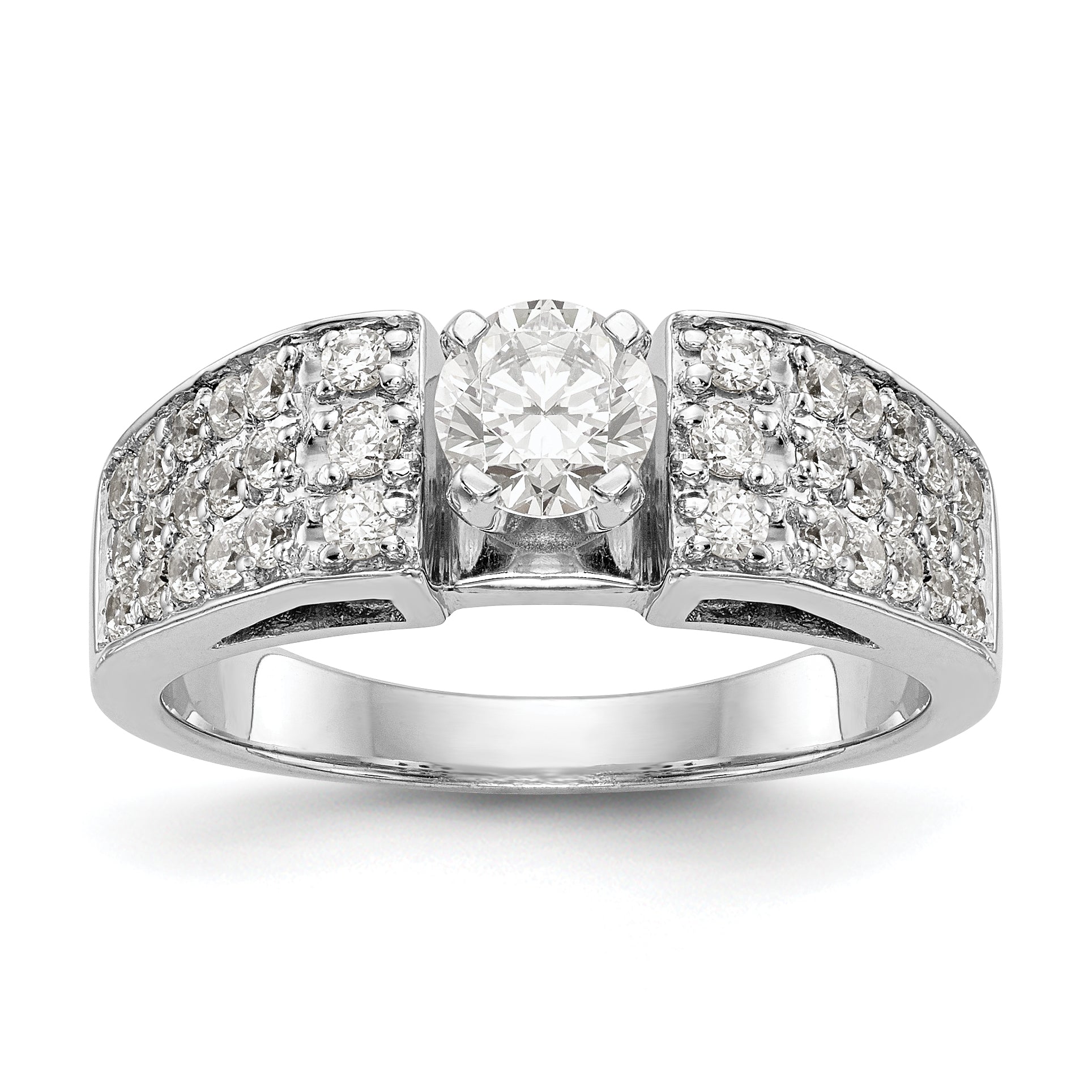 14K Weißgold Diamant-Verlobungsring mit Krappenfassung