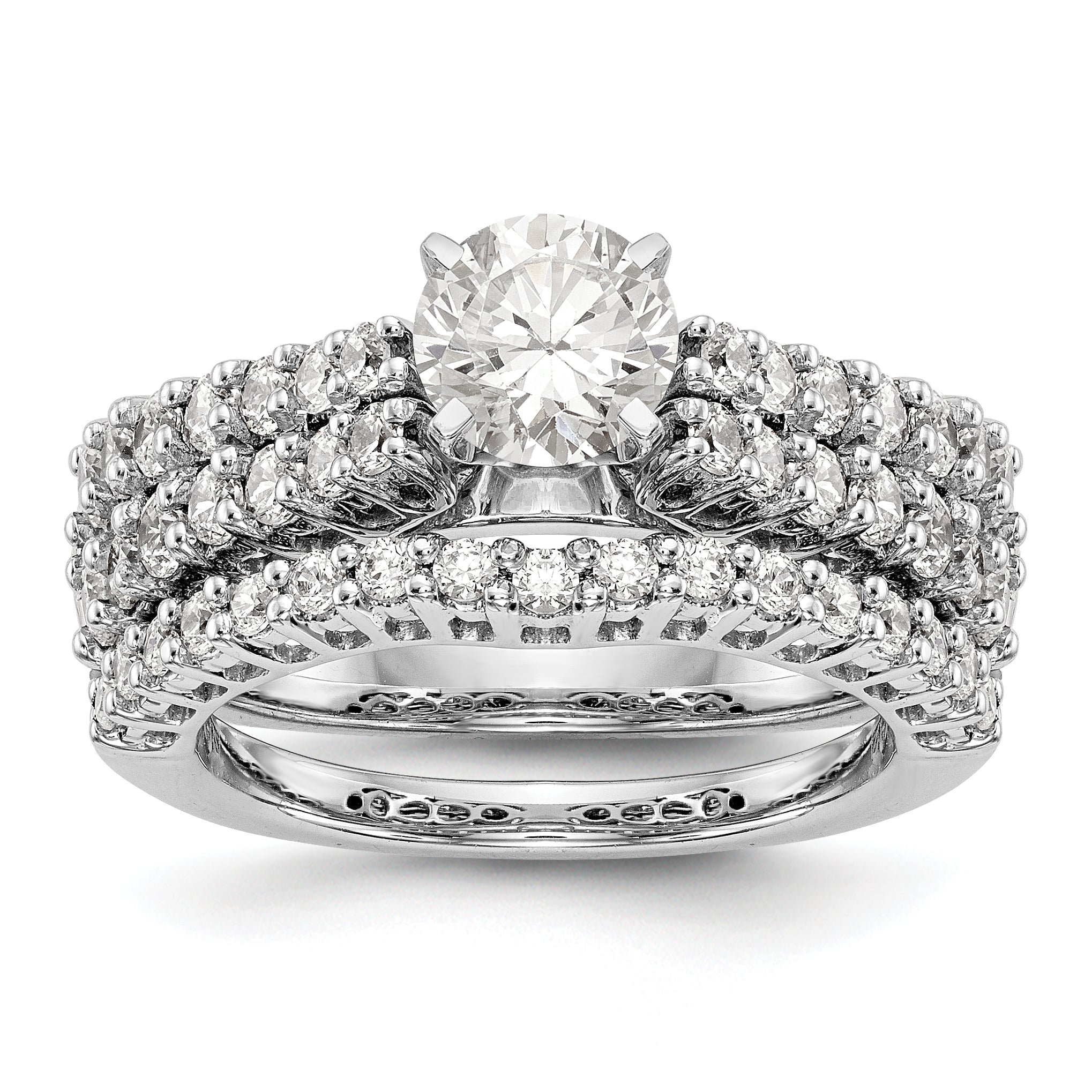 14K Weißgold Diamant-Verlobungsring mit Krappenfassung