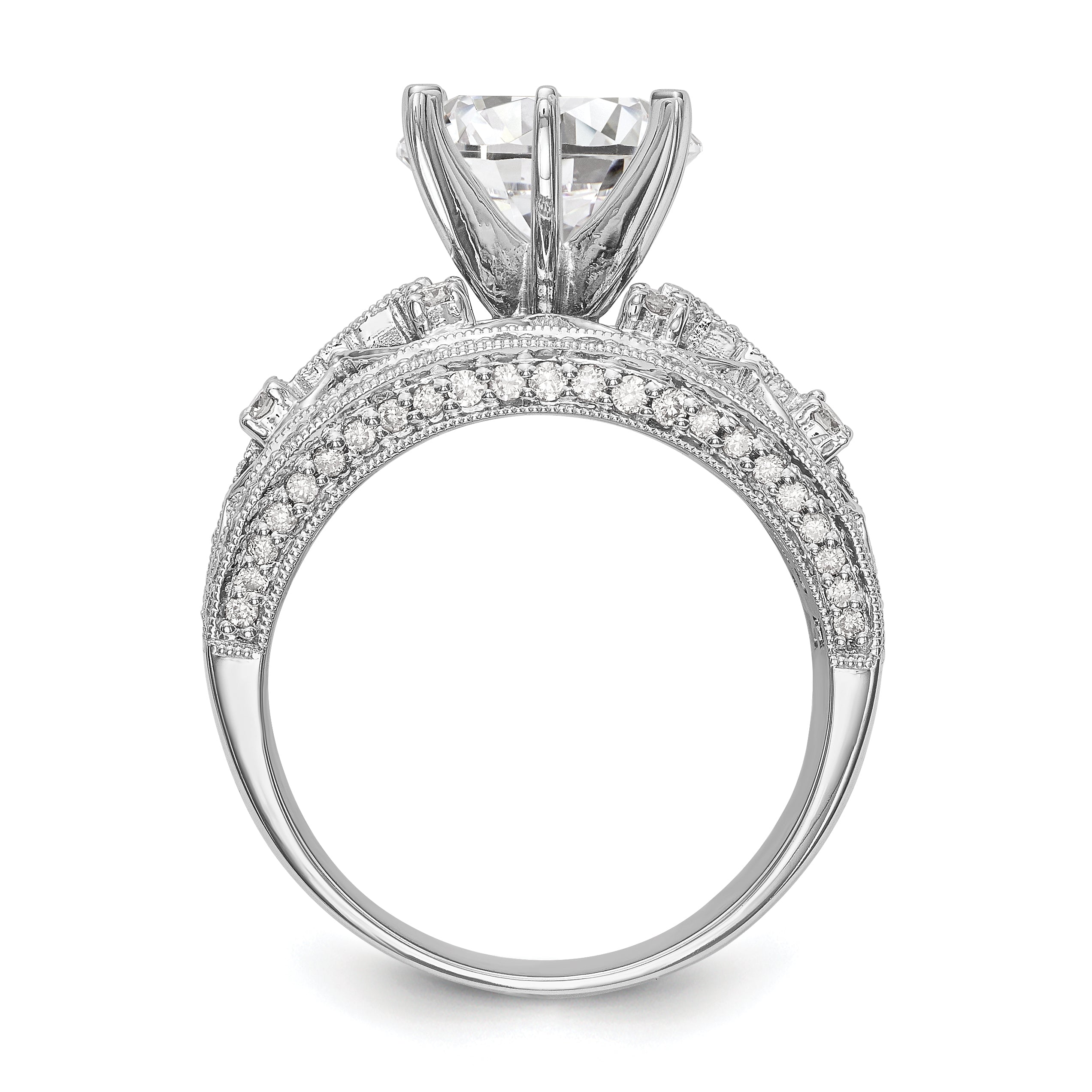 14K Weißgold Diamant-Verlobungsring mit Krappenfassung