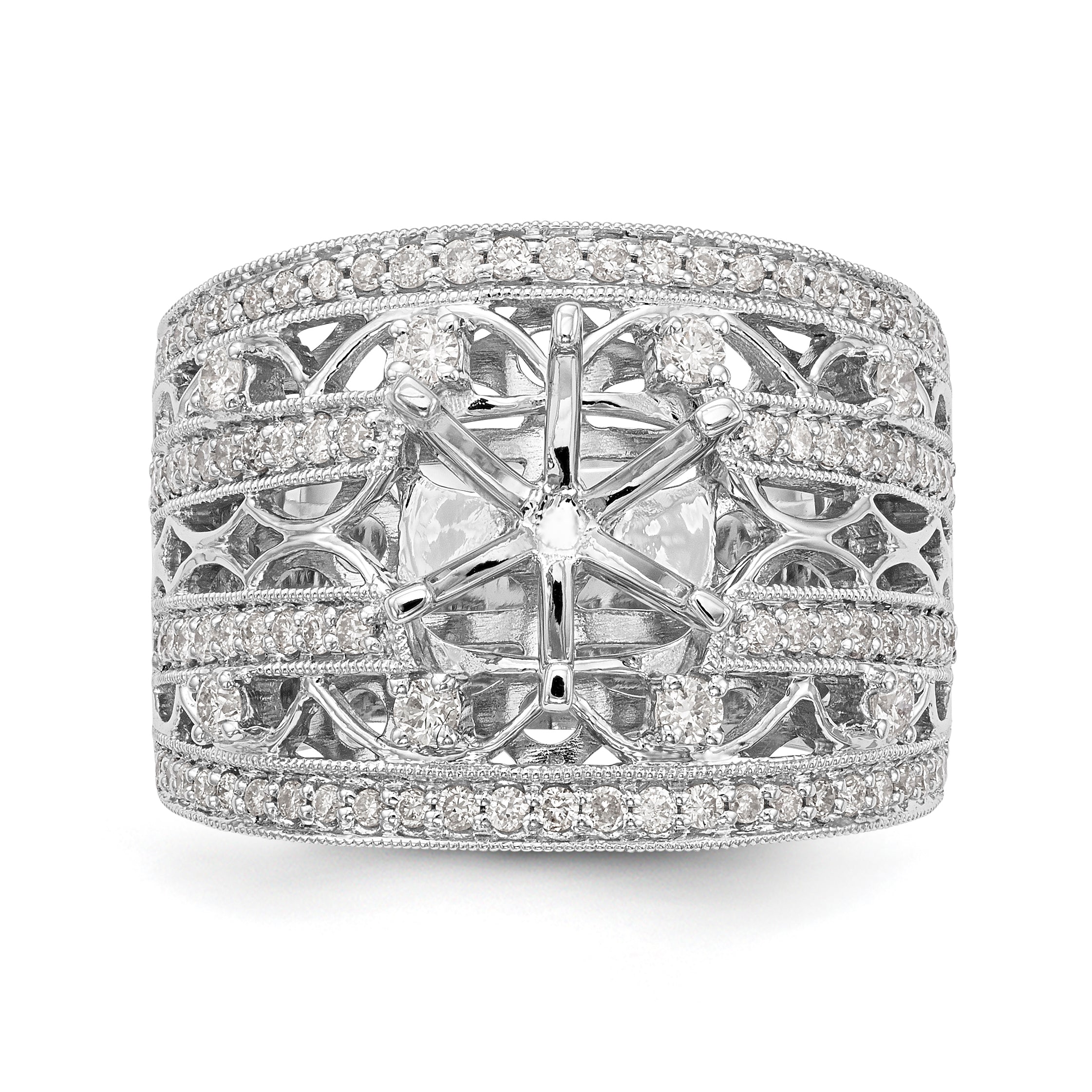 14K Weißgold Diamant-Verlobungsring mit Krappenfassung