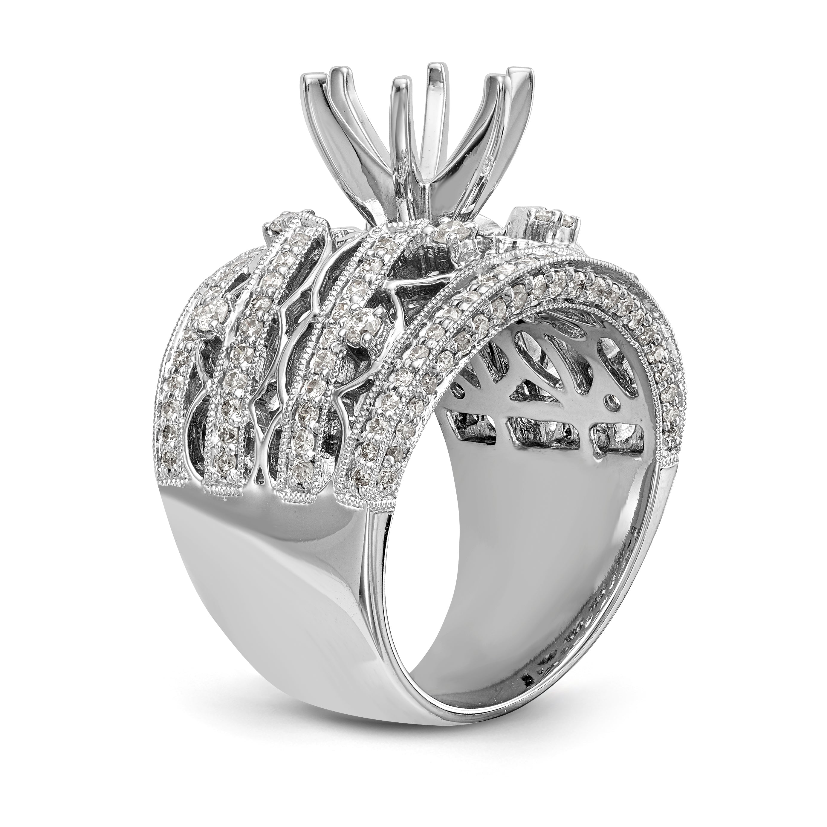 14K Weißgold Diamant-Verlobungsring mit Krappenfassung