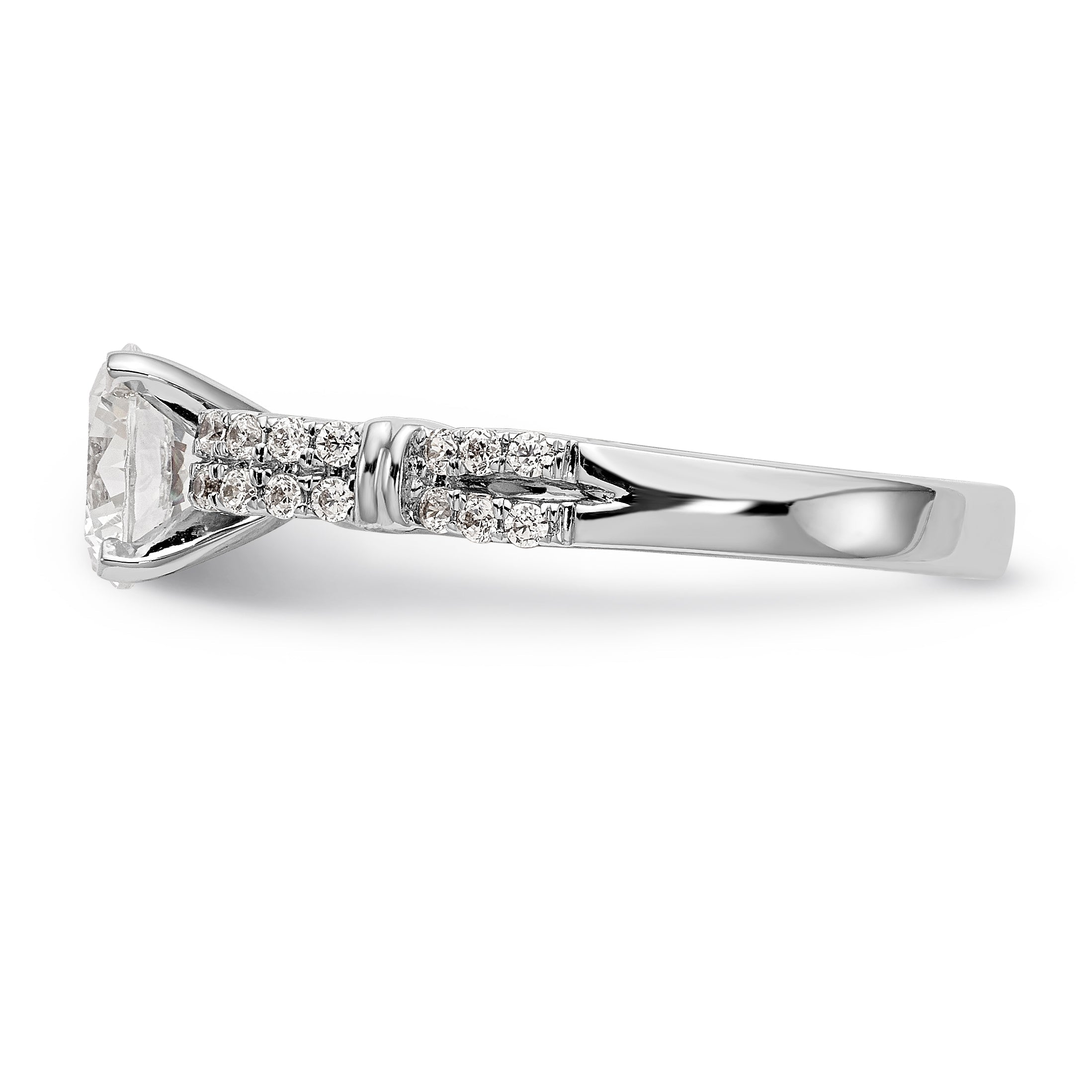 14K Weißgold Diamant-Verlobungsring mit Krappenfassung