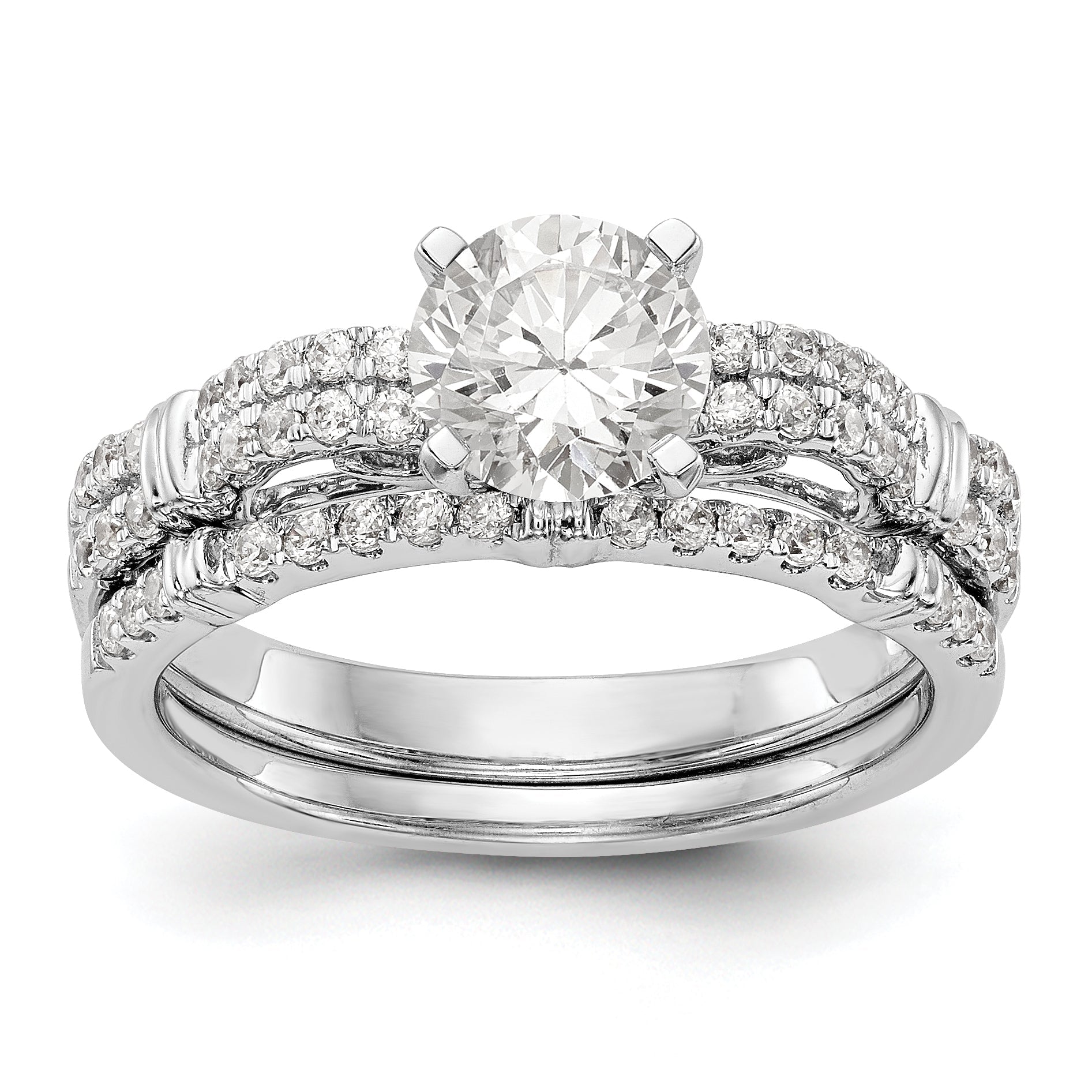 14K Weißgold Diamant-Verlobungsring mit Krappenfassung