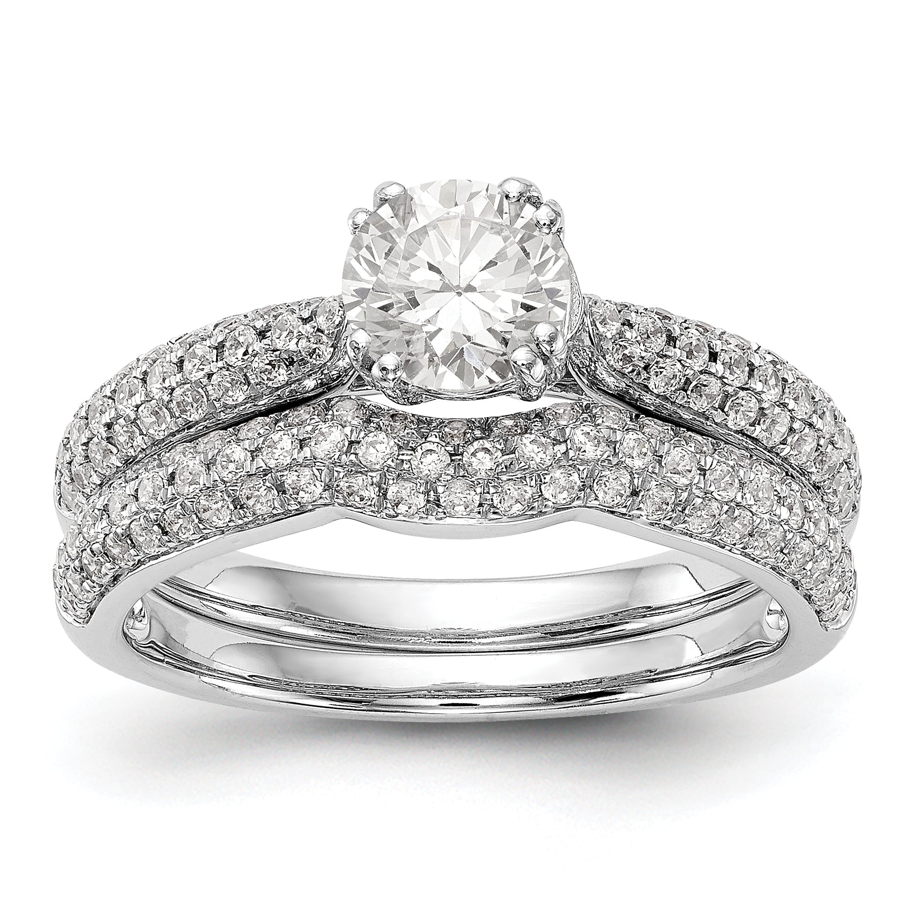 14K Weißgold Diamant-Verlobungsring mit Krappenfassung