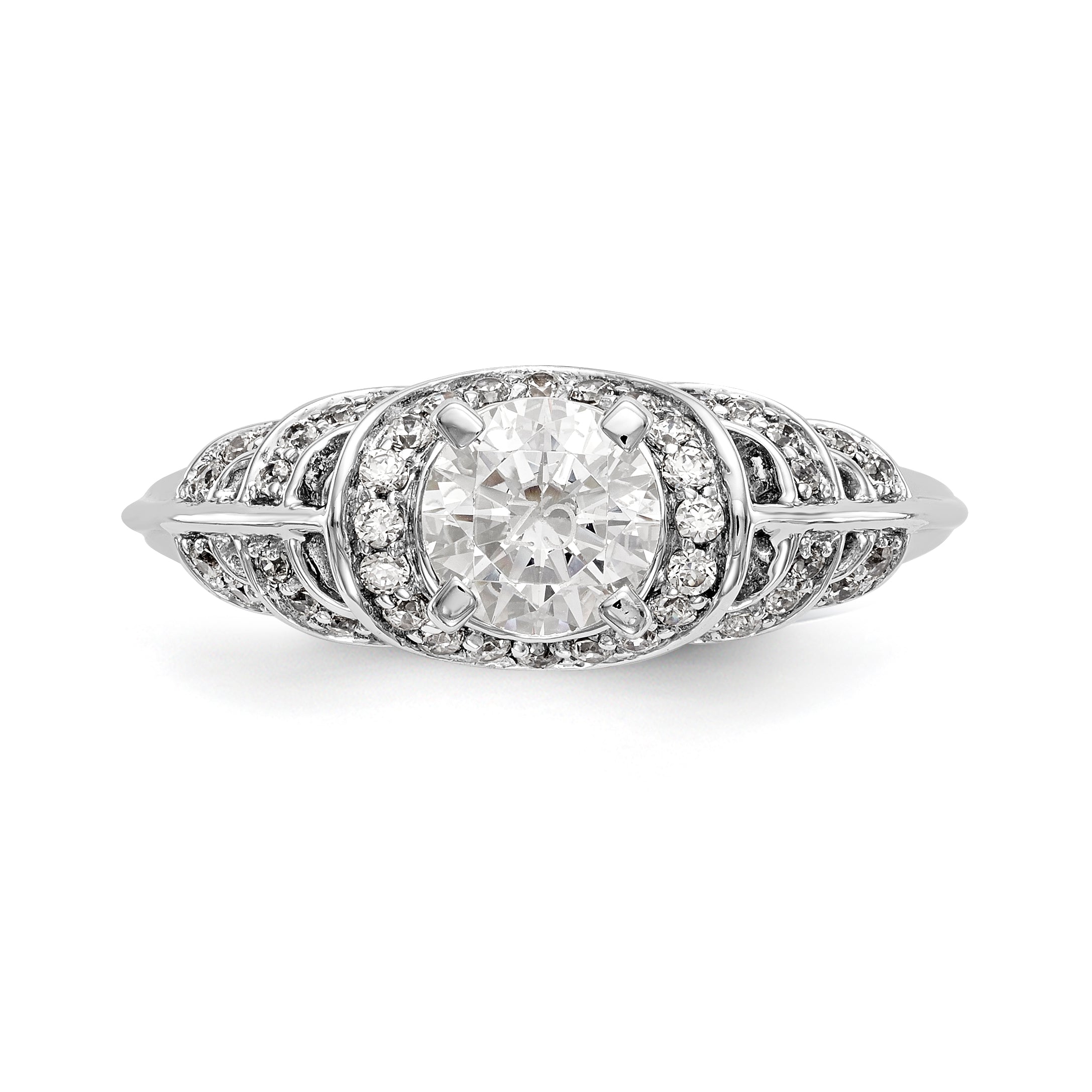 14K Weißgold Verlobungsring mit Diamant in Krappenfassung