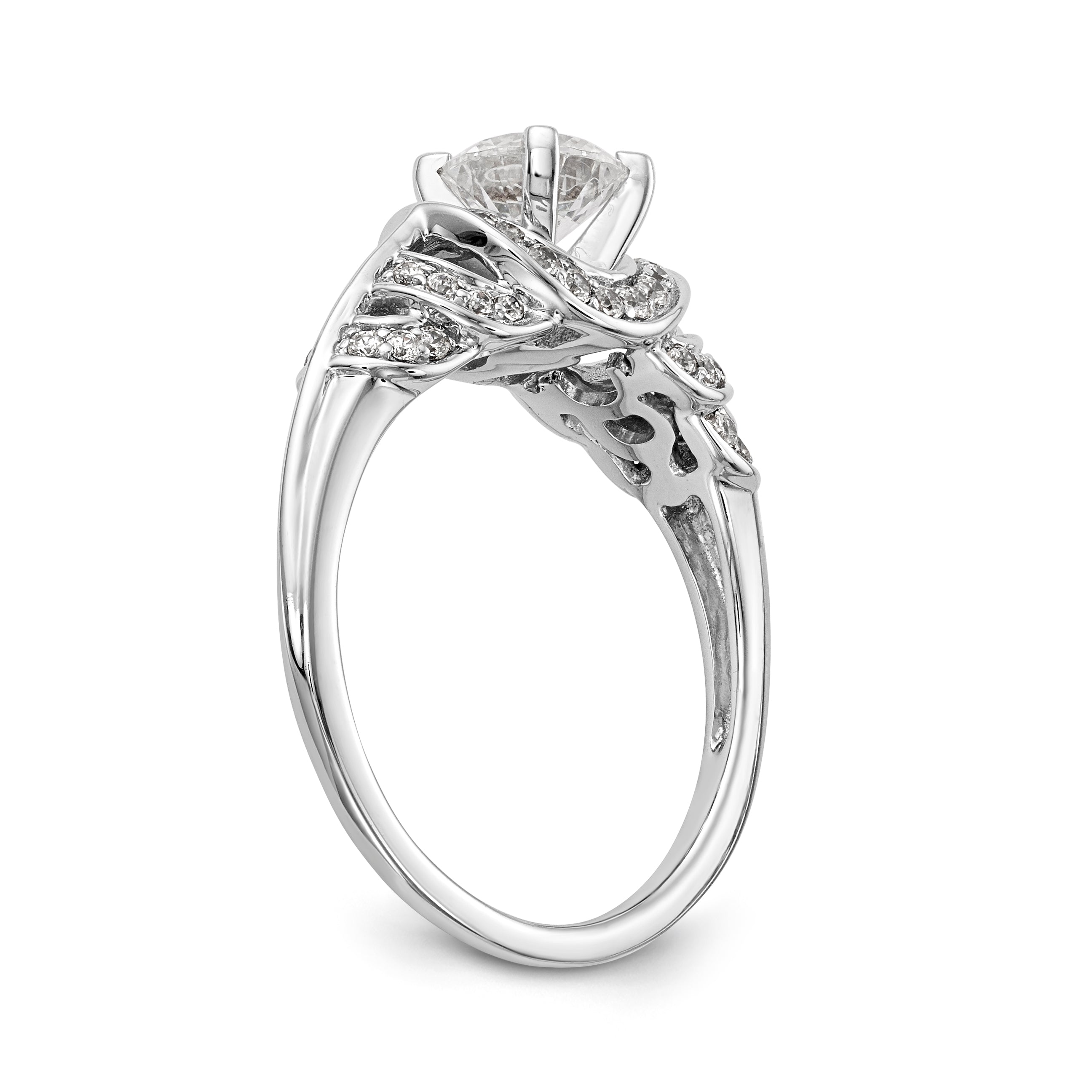 14K Weißgold Verlobungsring mit Diamant in Krappenfassung