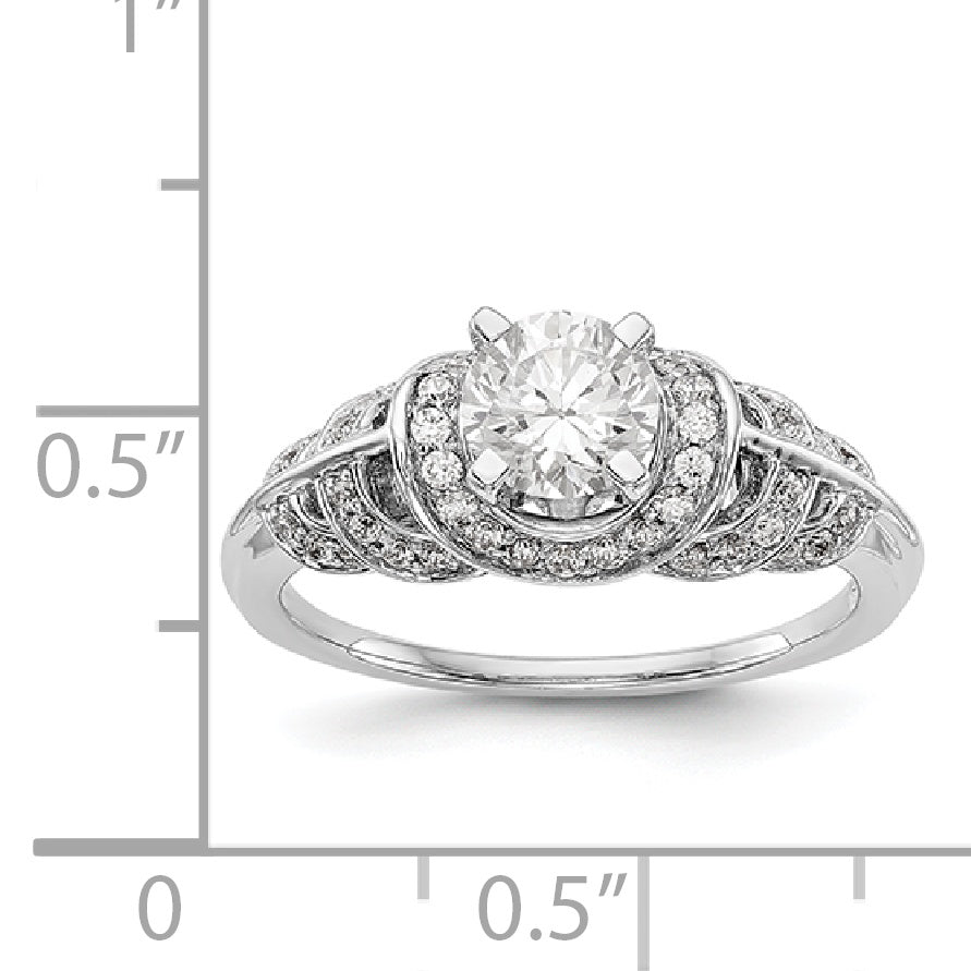 14K Weißgold Verlobungsring mit Diamant in Krappenfassung
