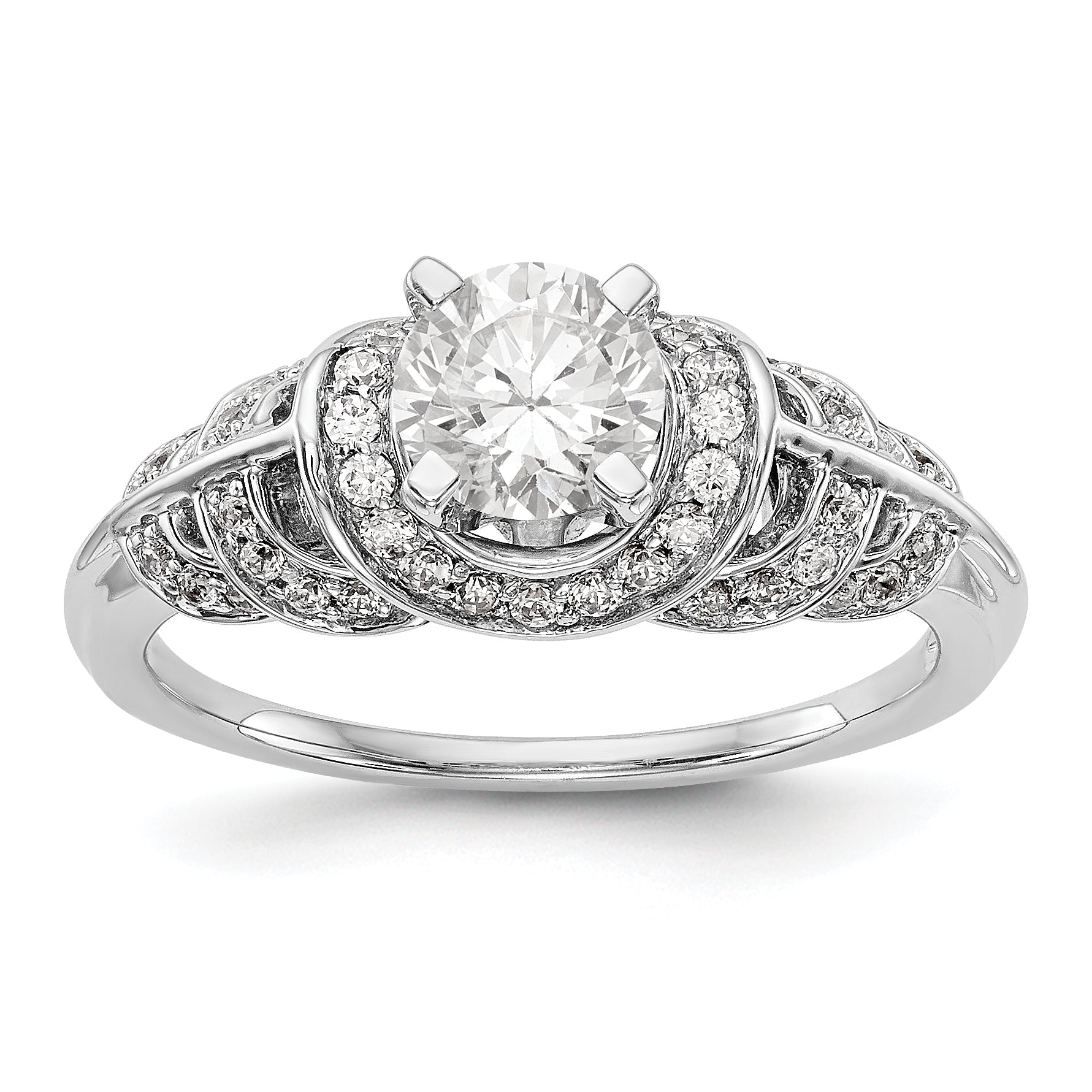 14K Weißgold Verlobungsring mit Diamant in Krappenfassung