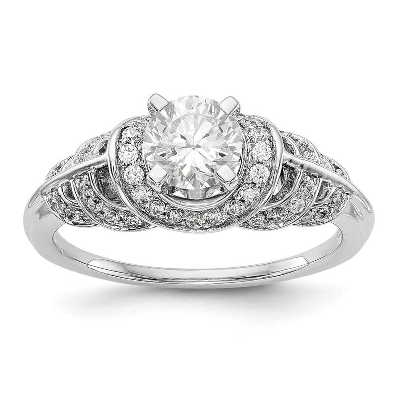 14K Weißgold Verlobungsring mit Diamant in Krappenfassung