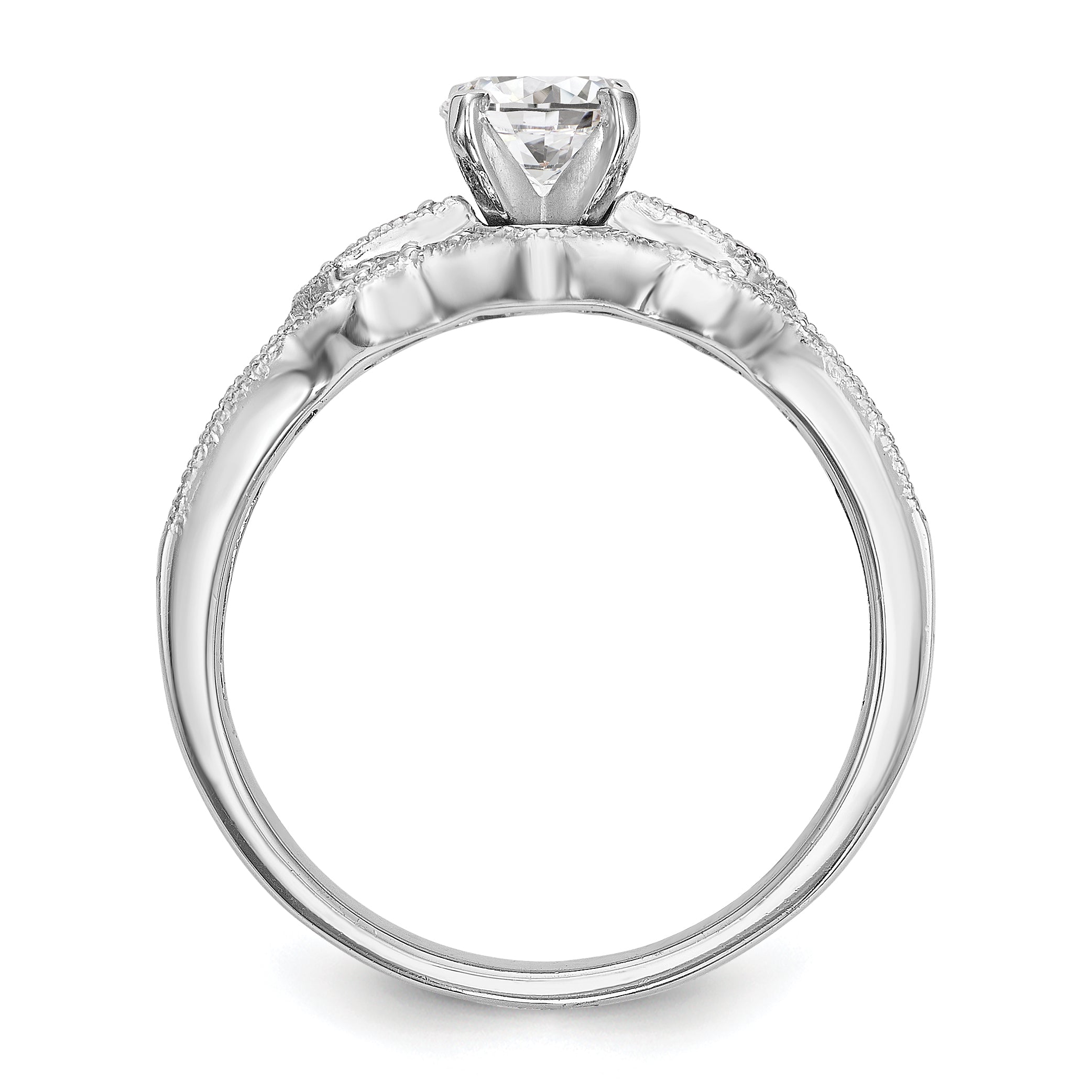 14K Weißgold Verlobungsring mit Diamant in Krappenfassung
