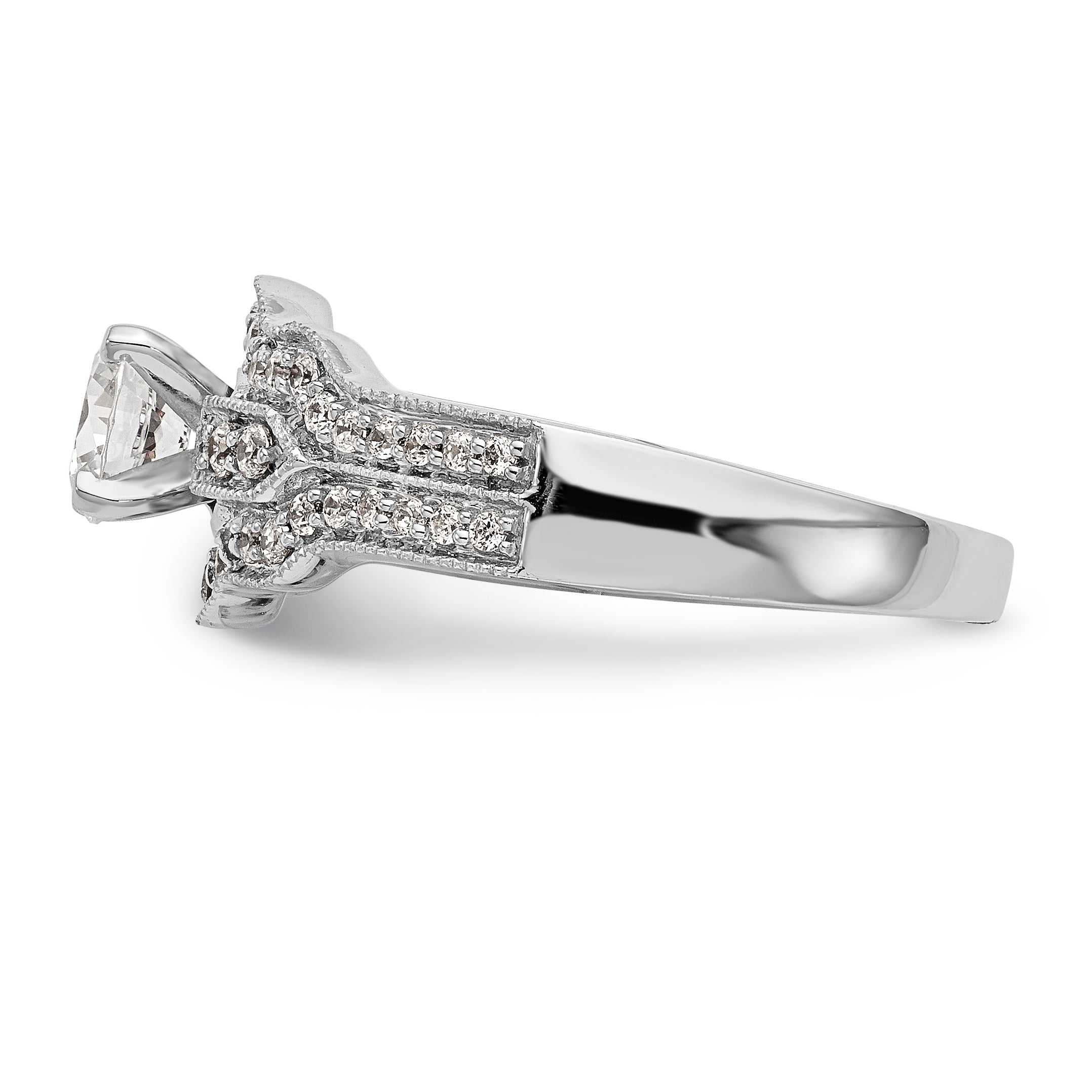 14K Weißgold Verlobungsring mit Diamant in Krappenfassung