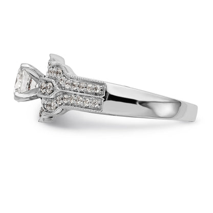 14K Weißgold Verlobungsring mit Diamant in Krappenfassung