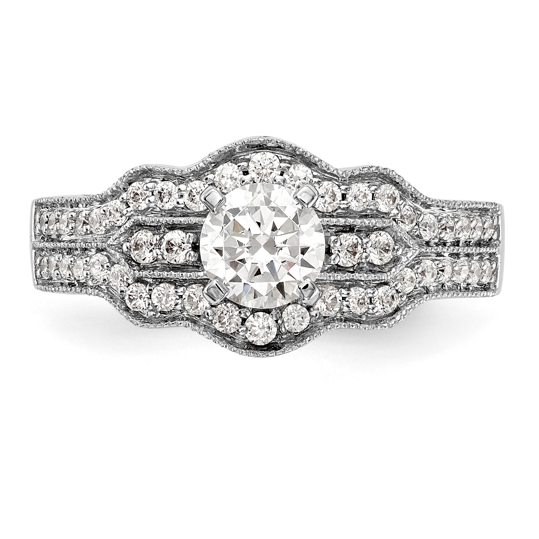 14K Weißgold Verlobungsring mit Diamant in Krappenfassung