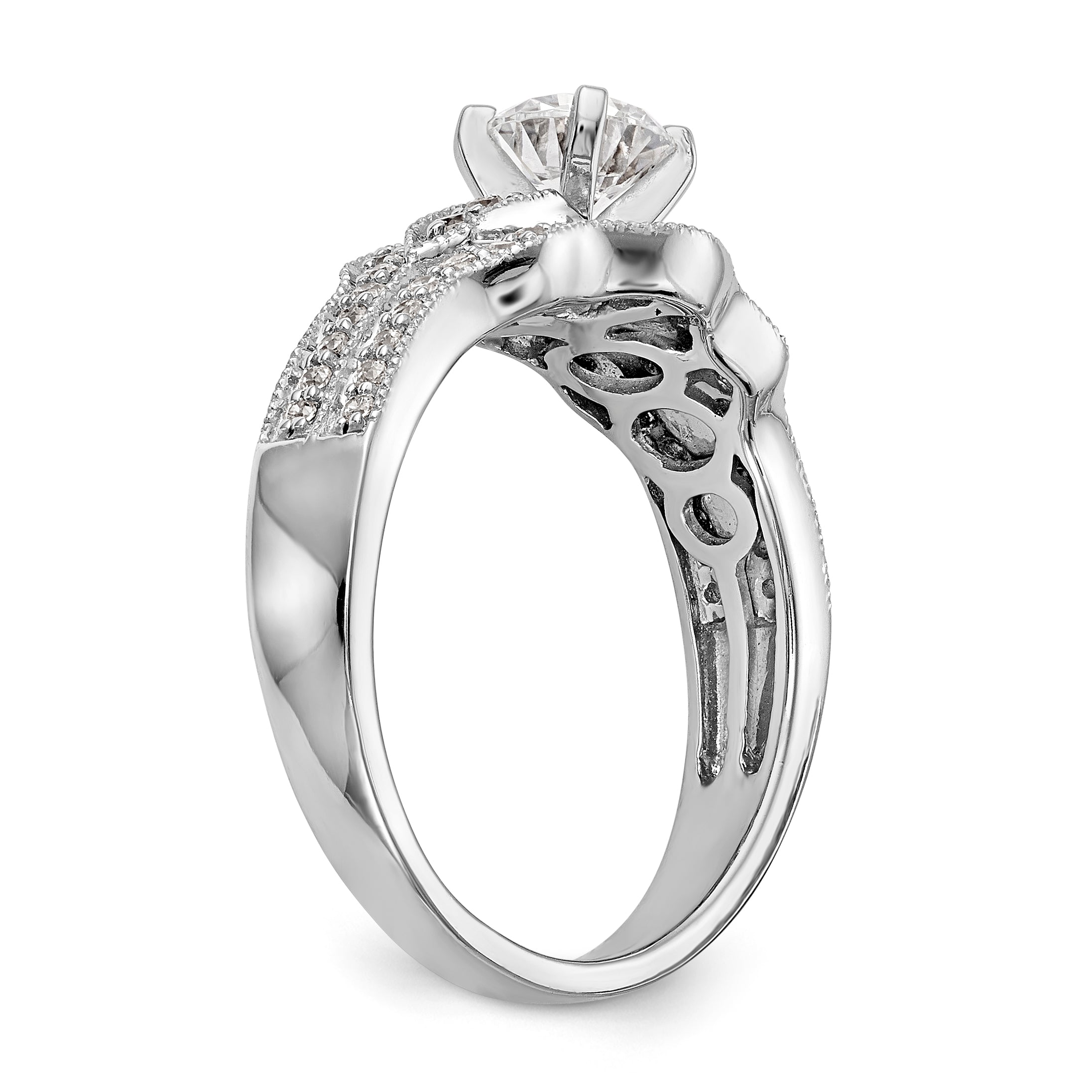 14K Weißgold Verlobungsring mit Diamant in Krappenfassung