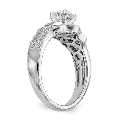 14K Weißgold Verlobungsring mit Diamant in Krappenfassung