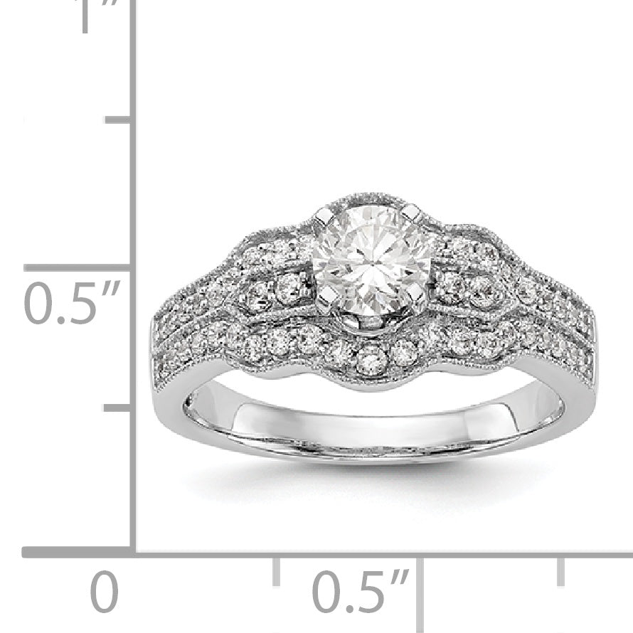 14K Weißgold Verlobungsring mit Diamant in Krappenfassung