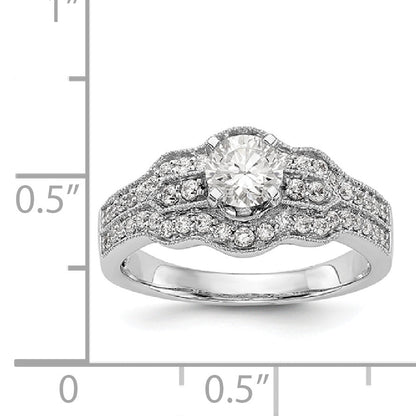14K Weißgold Verlobungsring mit Diamant in Krappenfassung
