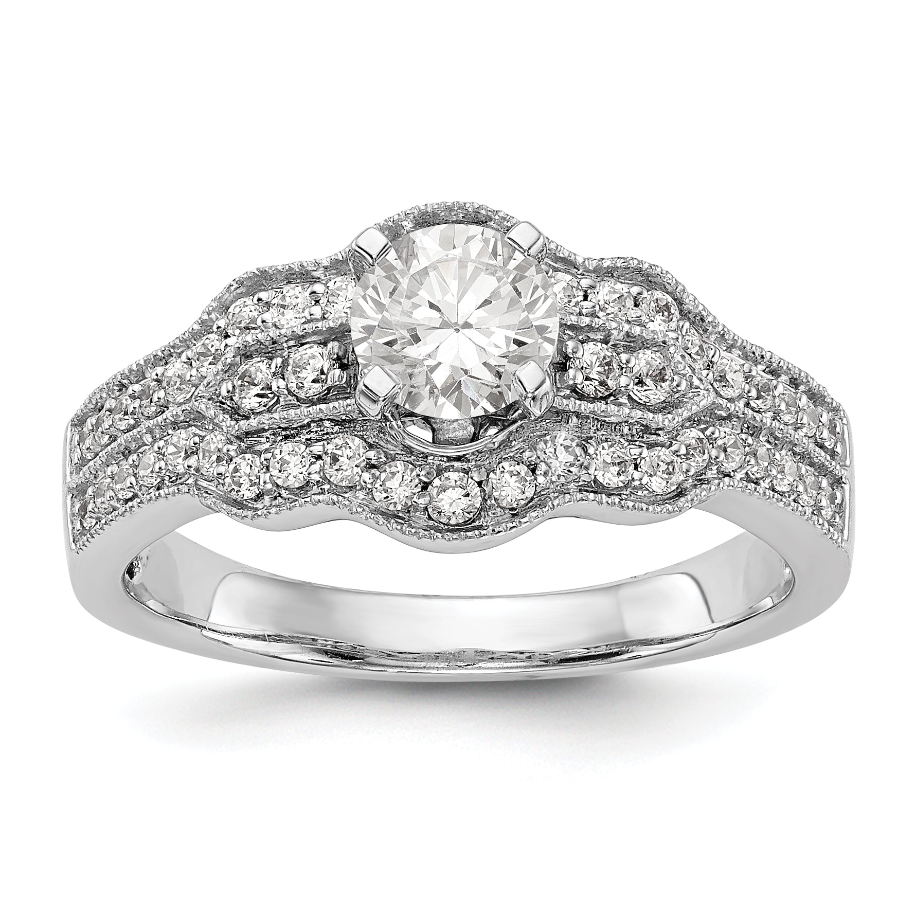 14K Weißgold Verlobungsring mit Diamant in Krappenfassung