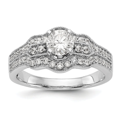 14K Weißgold Verlobungsring mit Diamant in Krappenfassung