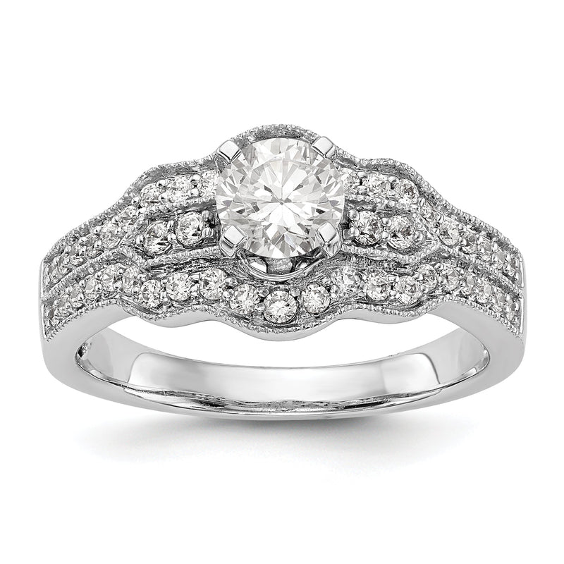 14K Weißgold Verlobungsring mit Diamant in Krappenfassung