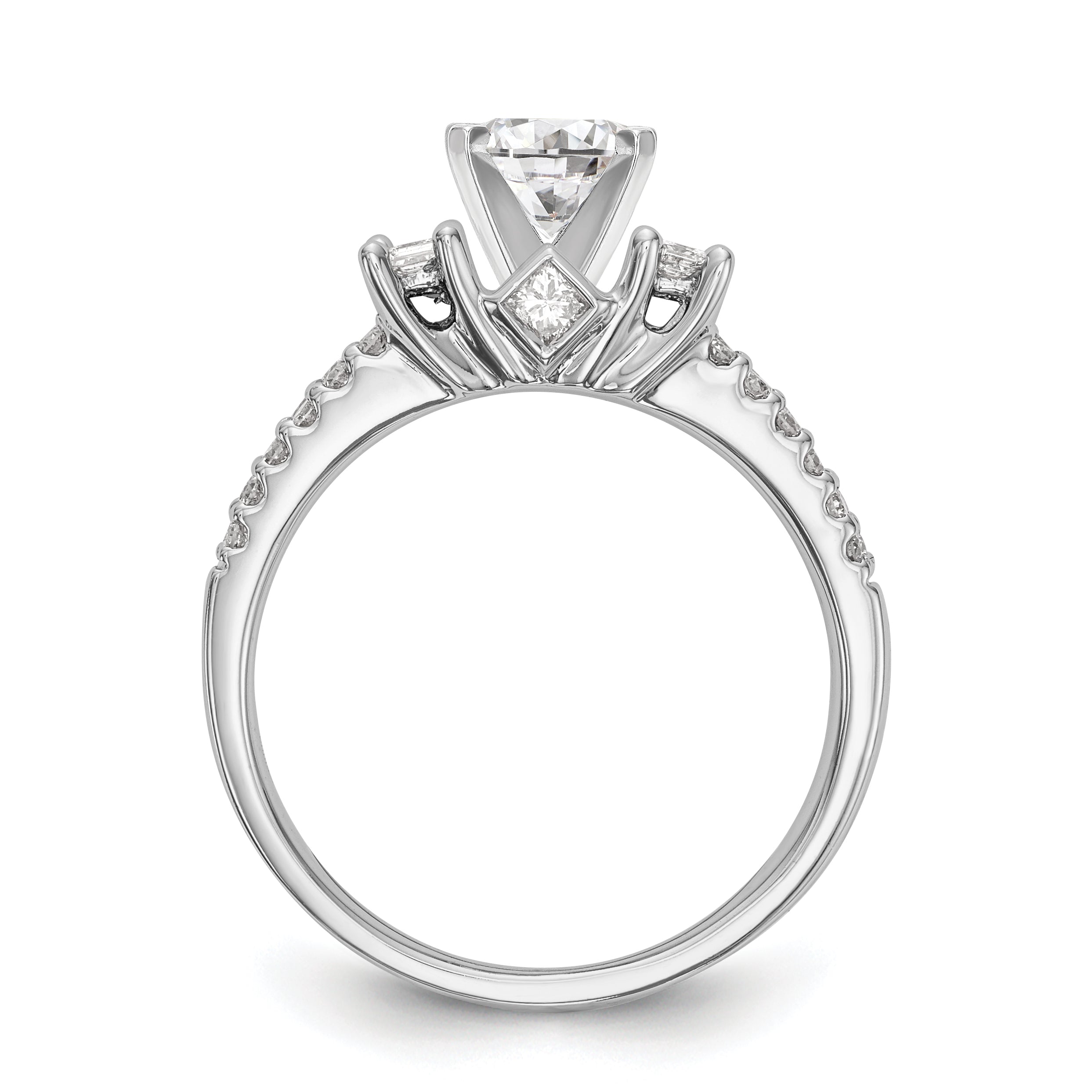 14K Weißgold Diamant-Verlobungsring mit Krappenfassung
