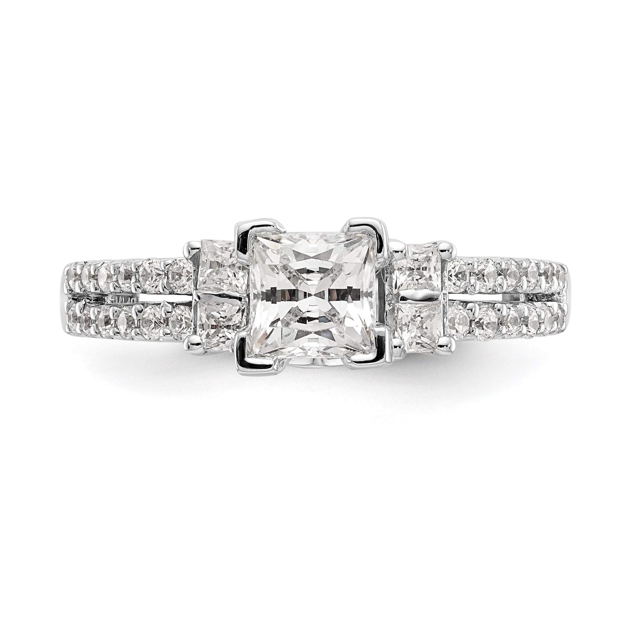 14K Weißgold Diamant-Verlobungsring mit Krappenfassung