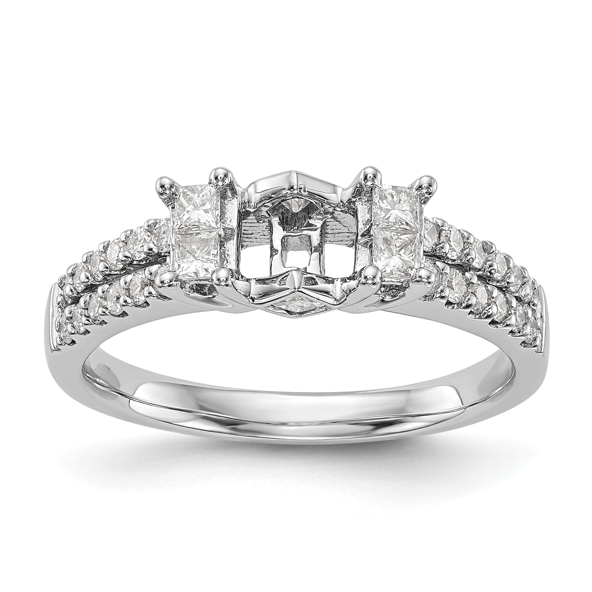 14K Weißgold Diamant-Verlobungsring mit Krappenfassung
