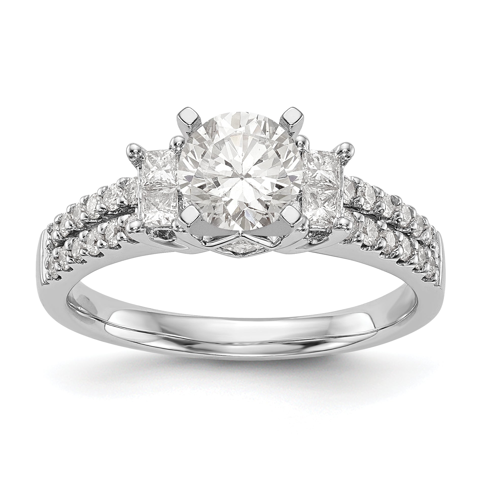 14K Weißgold Diamant-Verlobungsring mit Krappenfassung