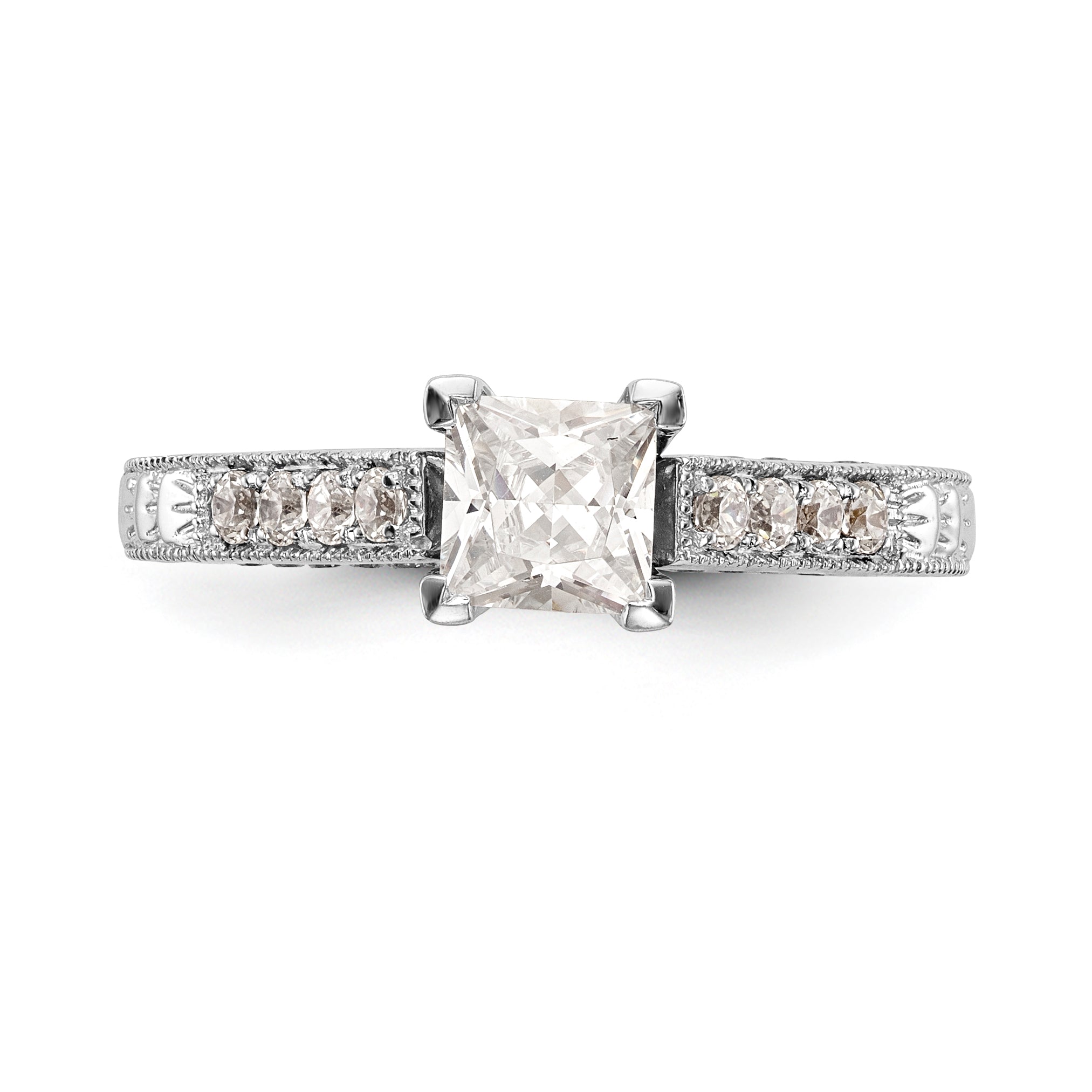 14K Weißgold Verlobungsring mit simuliertem Diamanten