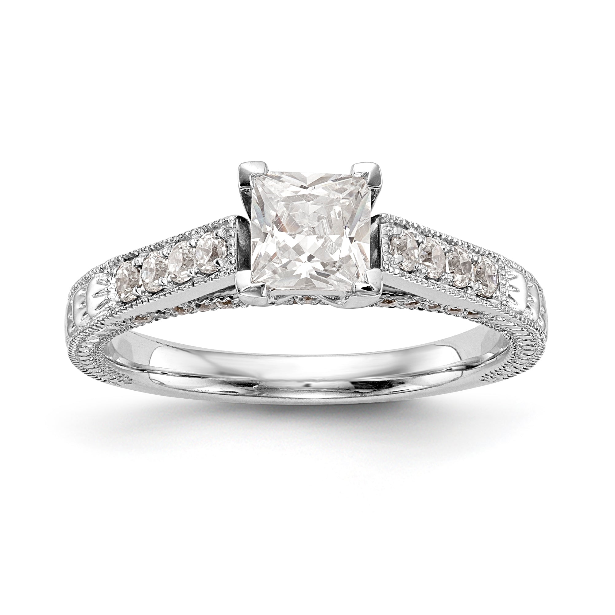 14K Weißgold Verlobungsring mit simuliertem Diamanten
