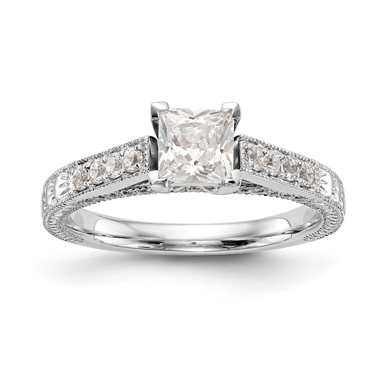 14K Weißgold Verlobungsring mit simuliertem Diamanten