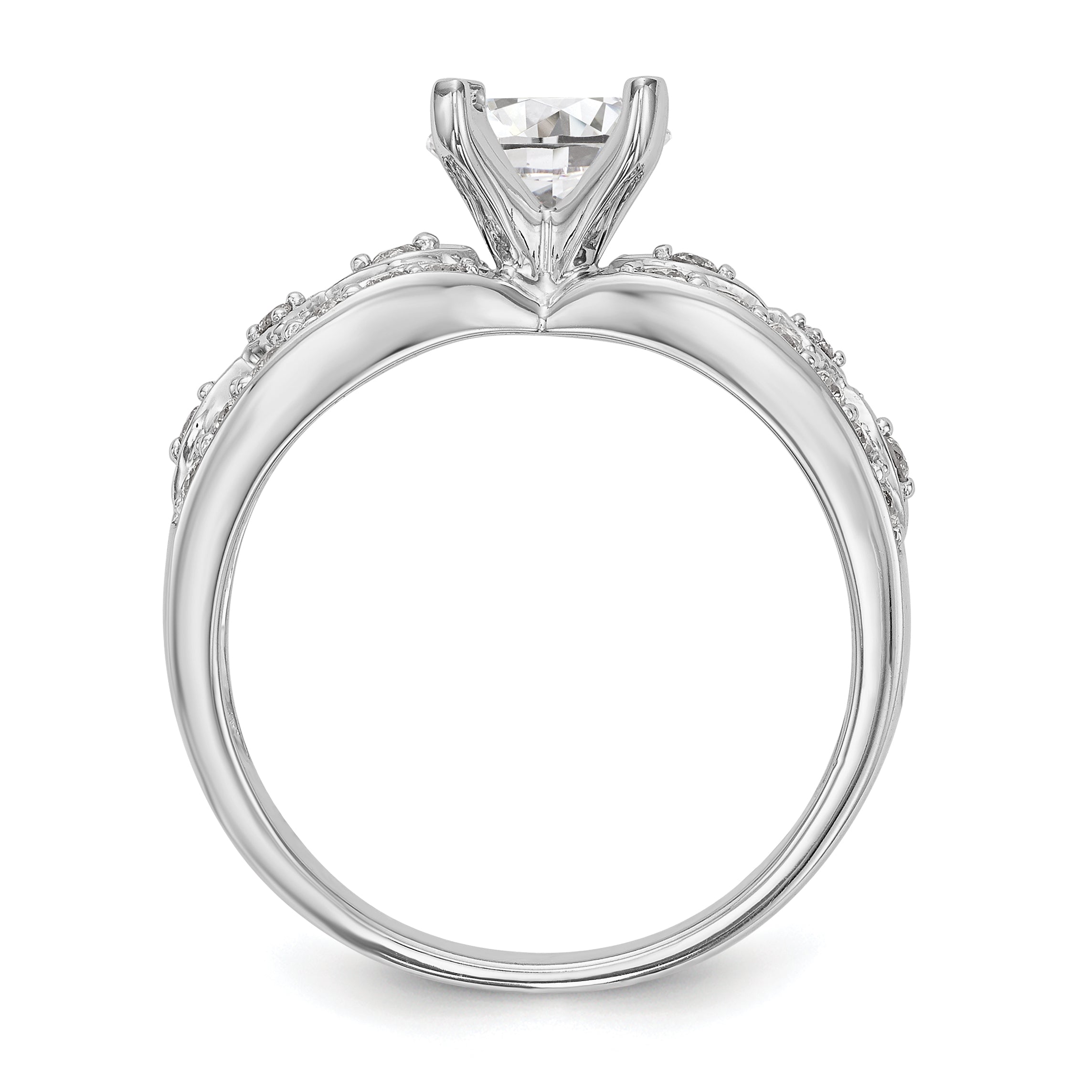 14K Weißgold Verlobungsring mit Diamant in Krappenfassung