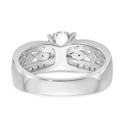 14K Weißgold Verlobungsring mit Diamant in Krappenfassung
