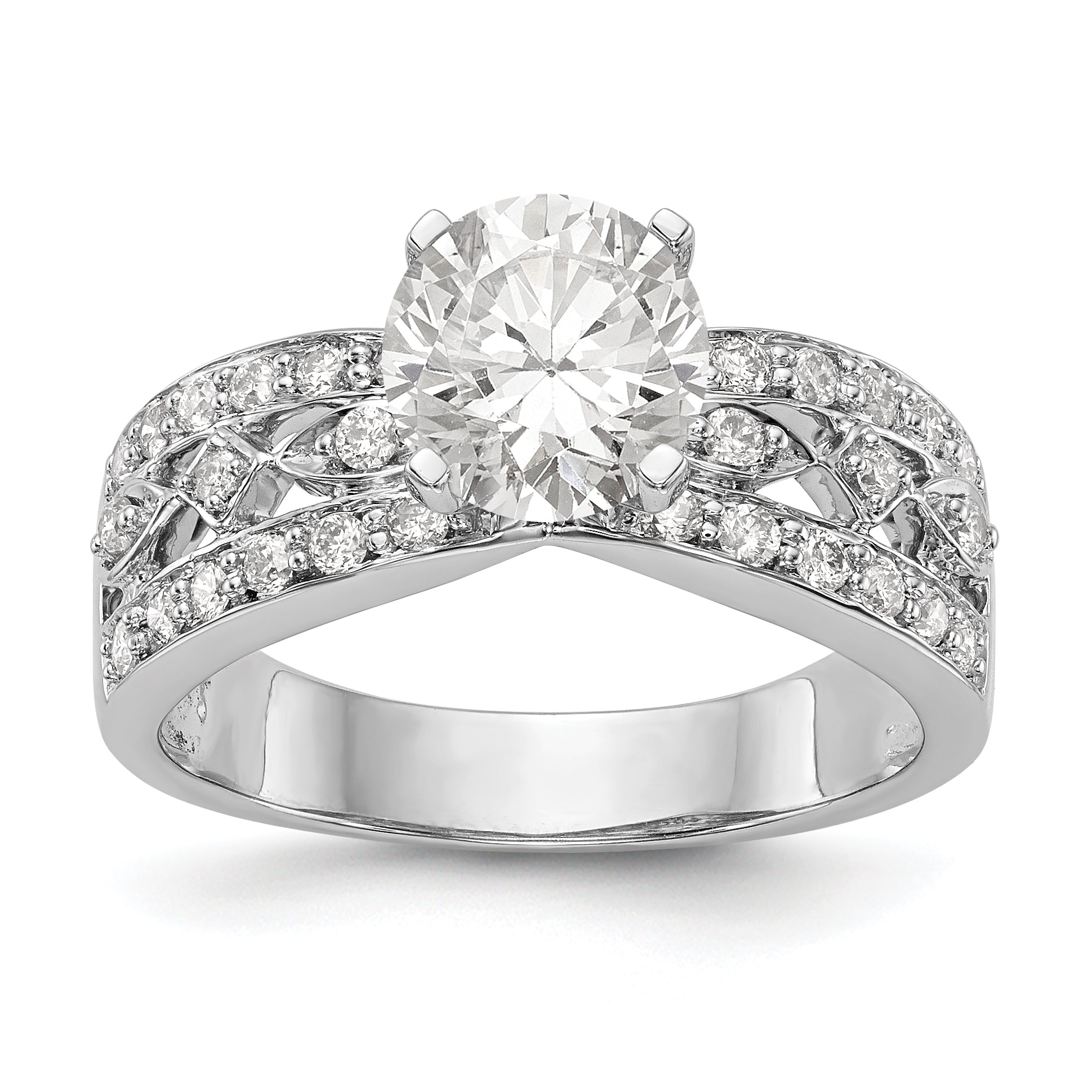 14K Weißgold Verlobungsring mit Diamant in Krappenfassung