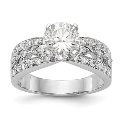 14K Weißgold Verlobungsring mit Diamant in Krappenfassung