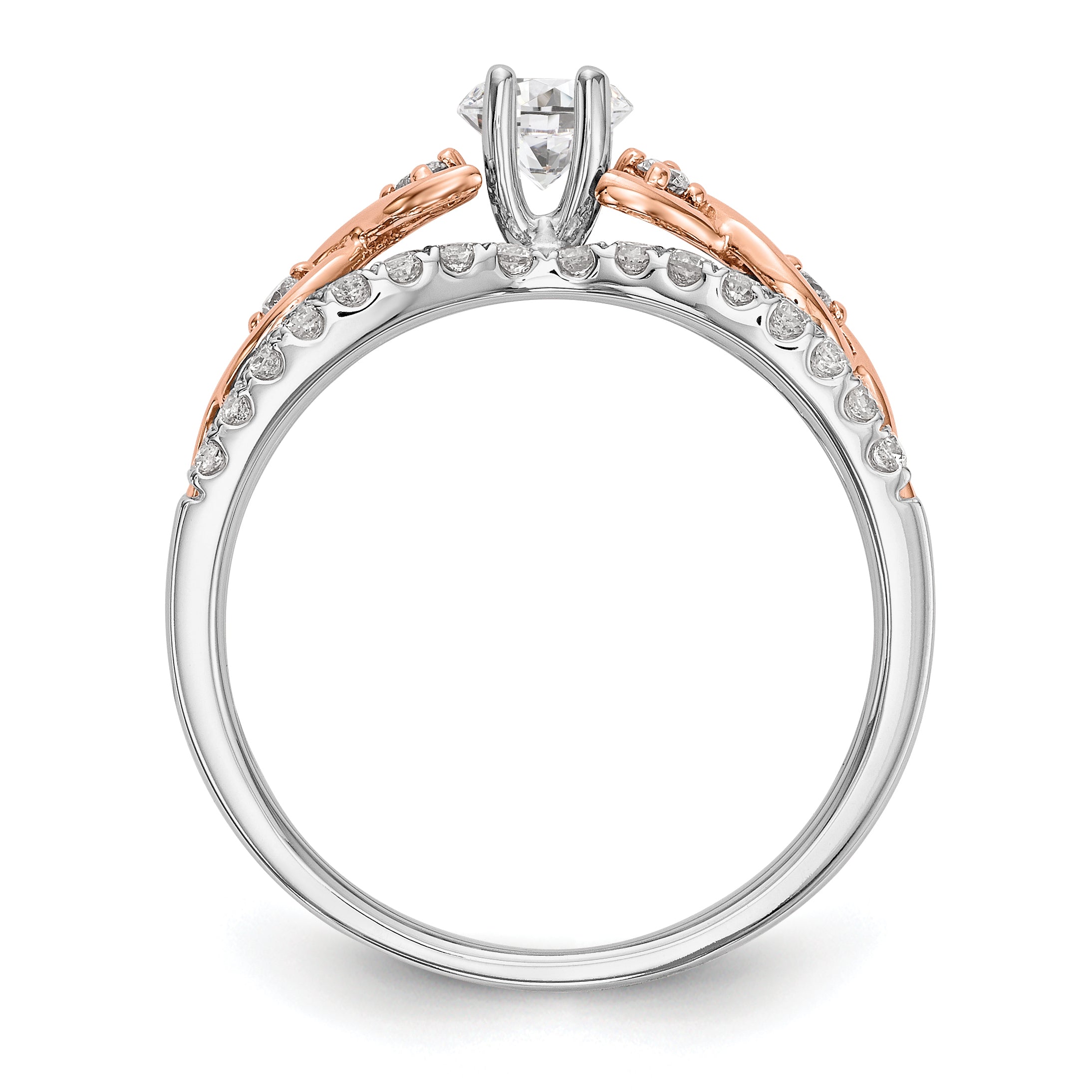 Verlobungsring aus 14K Weißgold und Roségold mit Zirkonia in Krappenfassung