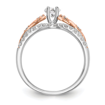 Verlobungsring aus 14K Weißgold und Roségold mit Zirkonia in Krappenfassung