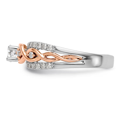 Verlobungsring aus 14K Weißgold und Roségold mit Zirkonia in Krappenfassung