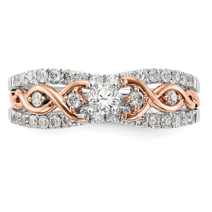Verlobungsring aus 14K Weißgold und Roségold mit Zirkonia in Krappenfassung
