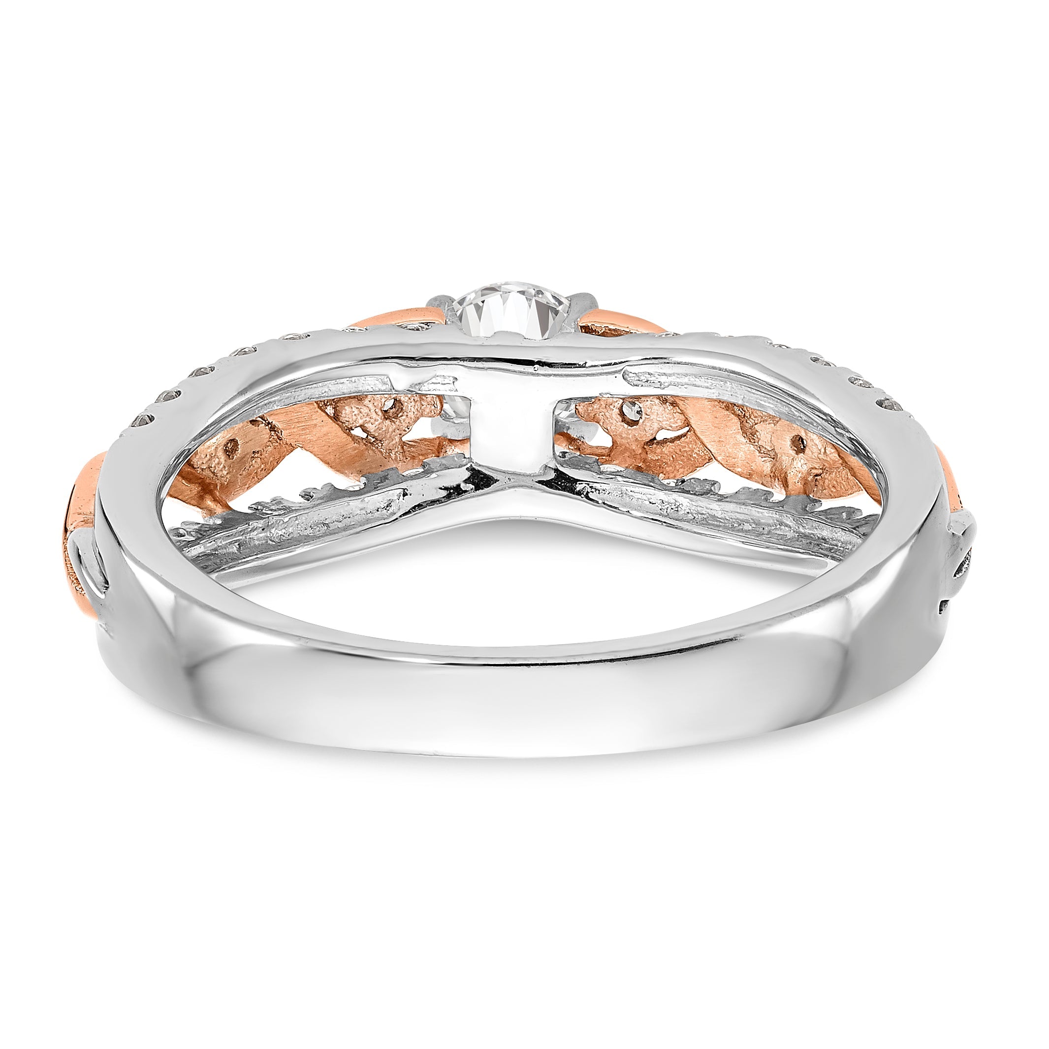Verlobungsring aus 14K Weißgold und Roségold mit Zirkonia in Krappenfassung