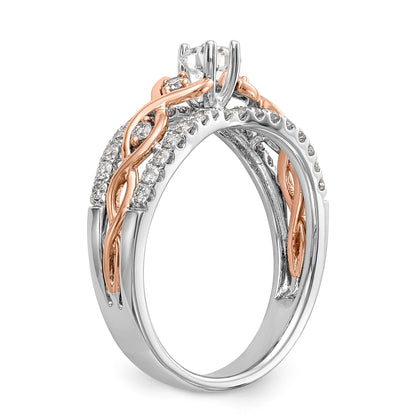 Verlobungsring aus 14K Weißgold und Roségold mit Zirkonia in Krappenfassung