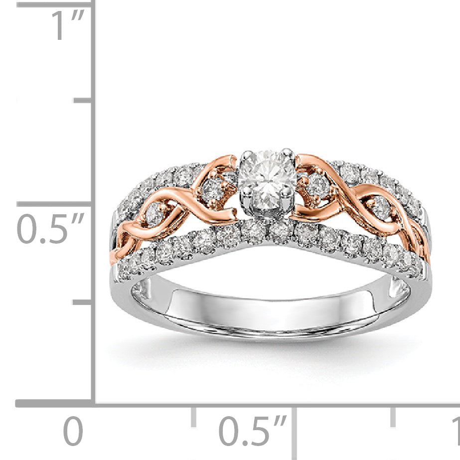 Verlobungsring aus 14K Weißgold und Roségold mit Zirkonia in Krappenfassung